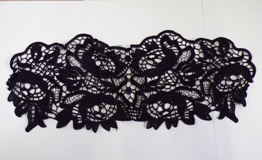 Black Elegant Guipure Trim 16.5 mm, Decorative Floral Patch for tops, dresses, dancewear, underwear, Sewing Craft, Bust trim