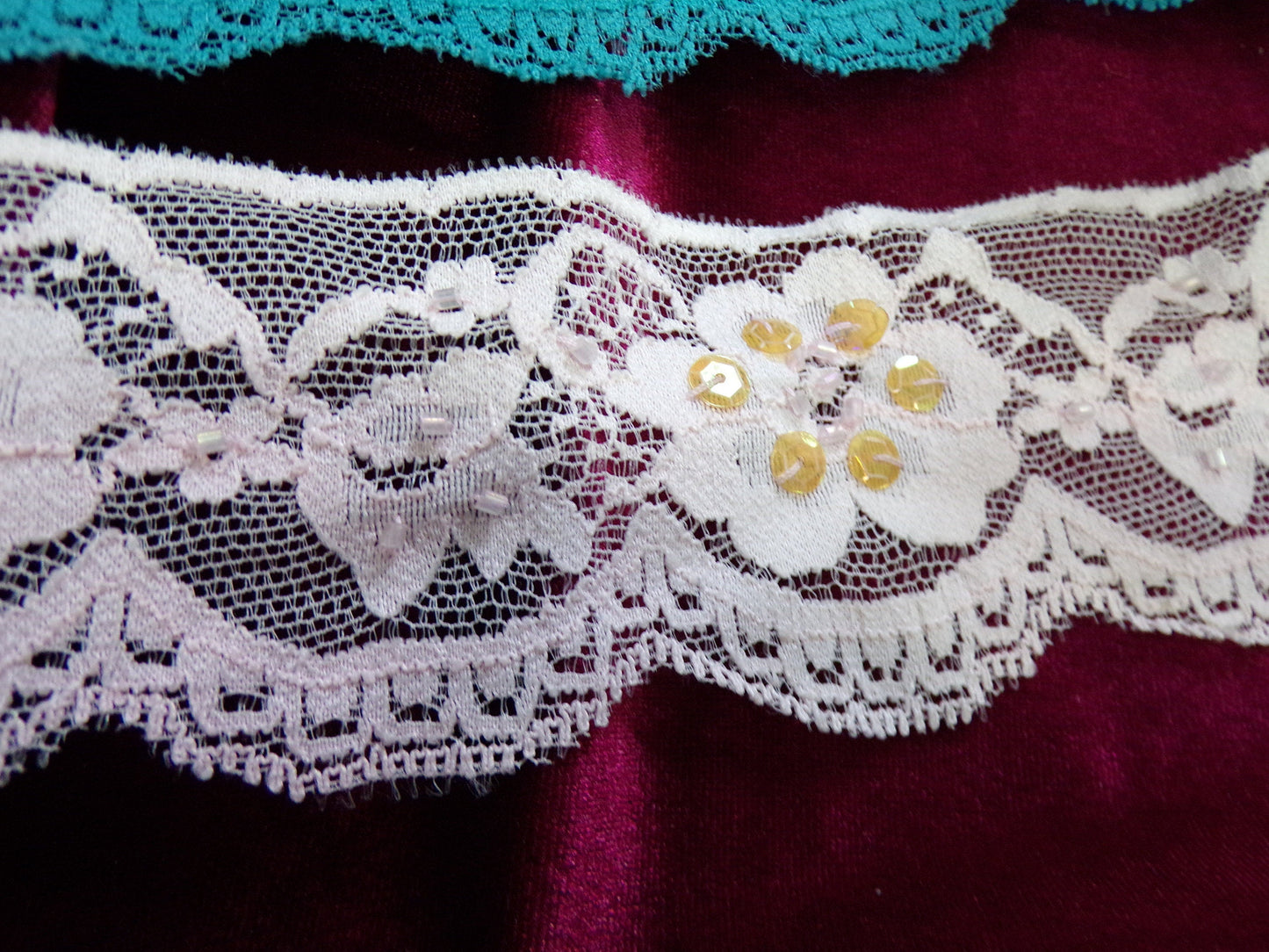 6cm wide Delicate Stretch Lace with Sequins for Sewing, Craft, Dress, Lingerie, Tops, Sequins lace