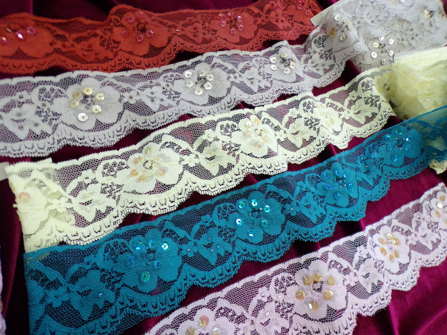 6cm wide Delicate Stretch Lace with Sequins for Sewing, Craft, Dress, Lingerie, Tops, Sequins lace