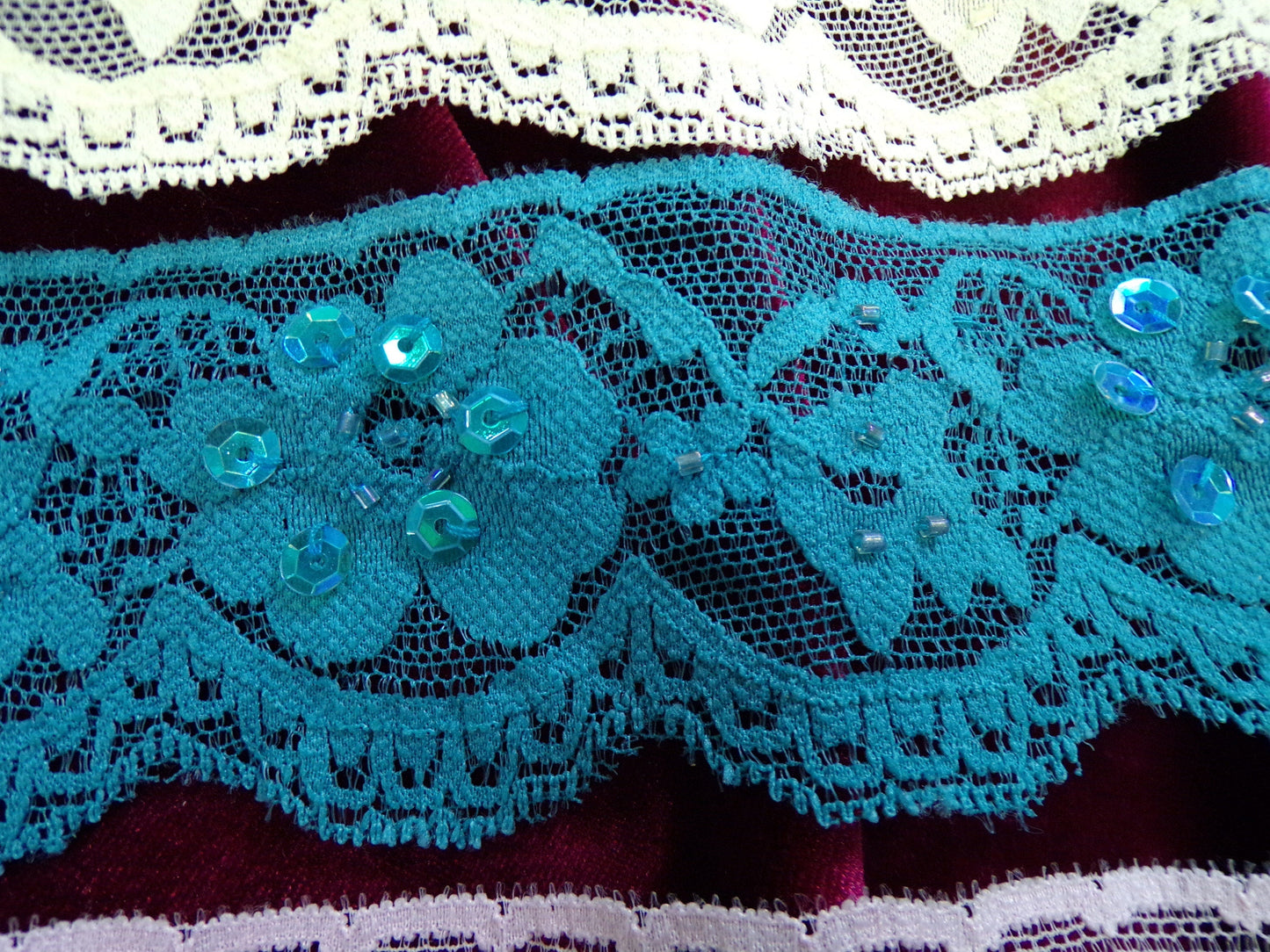 6cm wide Delicate Stretch Lace with Sequins for Sewing, Craft, Dress, Lingerie, Tops, Sequins lace