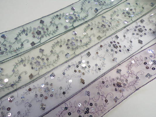 Delicate Organza Trim with Sequins for Sewing Craft Dress, 6cm wide, sequins lace