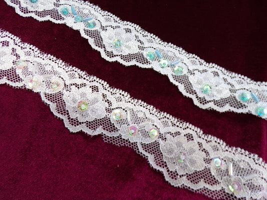 4cm Thin Sequin Stretch Lace Trim, Stretch Lace for Sewing, Craft, Dress, Lingerie, Tops, lace, sequins lace, lingerie lace