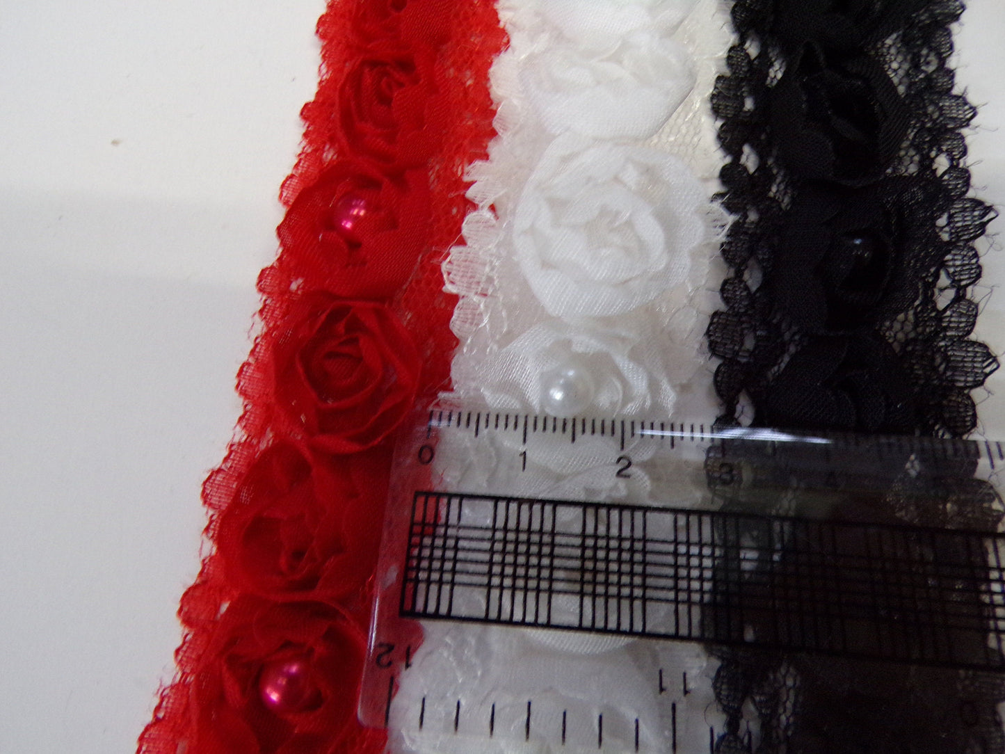 Beautiful Rose Mesh Tape with Pearl, Decoration, Scrapbooking, Sewing, 2.5cm wide, Floral with Pearl