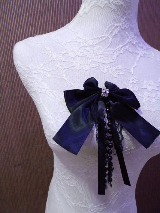 Ribbon diamanté Bow Brooch with Beautiful Sparkly Drop Centre, brooch, ribbon bow