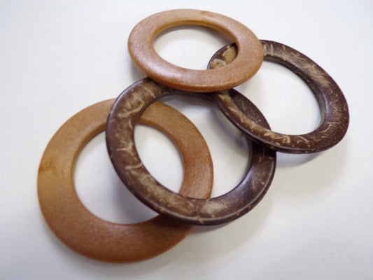 Flat Coconut Rings and imitation wood, 35mm, 40mm, Belt Buckle, Bag Clasp Leather Craft Accessories 2 pcs, rings, flat rings