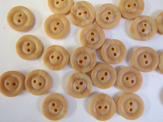 6 pcs Tan Beige Buttons, 2-hole 15mm 24L, Imitation Wood Pattern, Brown Buttons, Shirt Buttons, Coat Buttons, Sewing Button