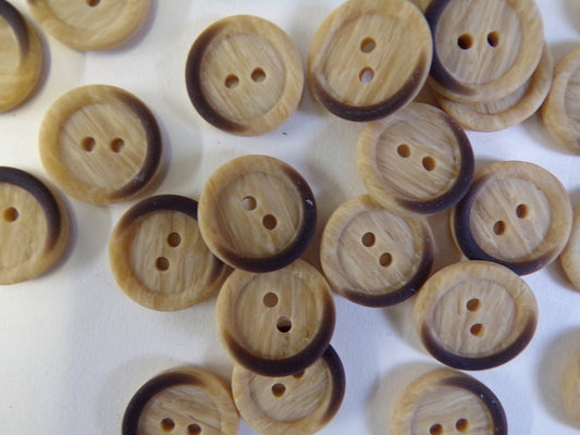 6 pcs Beige Buttons, 2-hole 15mm 24L Imitation Wood Pattern, Shirt Buttons, Coat Buttons, Sewing Button, Brown Buttons,