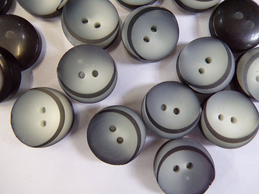 6pcs Matt Buttons with 3D Effect, 2-hole 18mm(28L) Gray Buttons, Black Buttons, Sewing Buttons