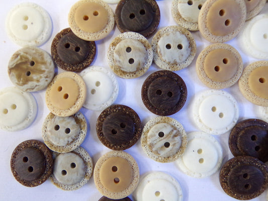 6 pcs, 2-hole 18mm 28L Brown, Taupe, Beige, White Buttons, Imitation Stone, Shirt Buttons, Coat Buttons, Sewing Button