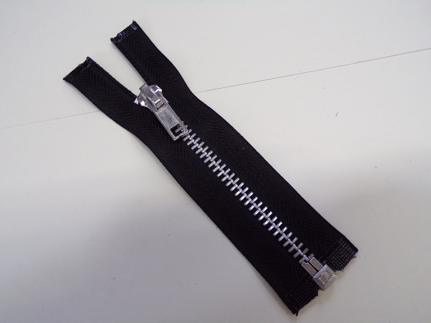 No.5 Black, Metal Open end zips, Black tape 4"-27" 1 pc - branded zips, open end zips, metal zips, coat zips, silver zips