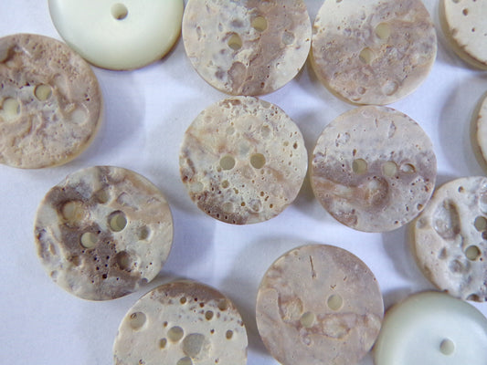 6pcs Stone Effect Matt Buttons , 18mm 28L, Beige Buttons, Sewing, Knitting, Craft