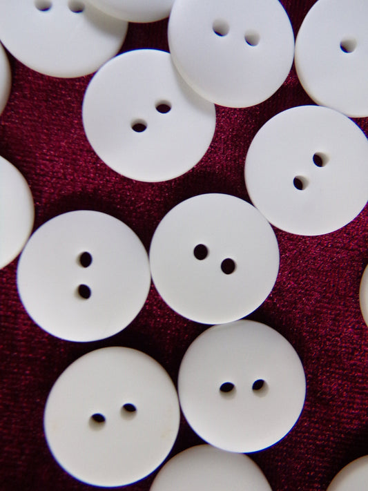 6pcs Matt Flat White Buttons 16mm 26L, Shirt Buttons, Dress Buttons, Sewing Knitting