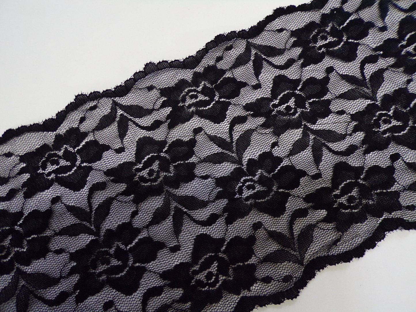 2mtr Delicate Black White Lace Trim 15cm wide, Dress lace, Lingerie, Headband, Sewing lace, French lace