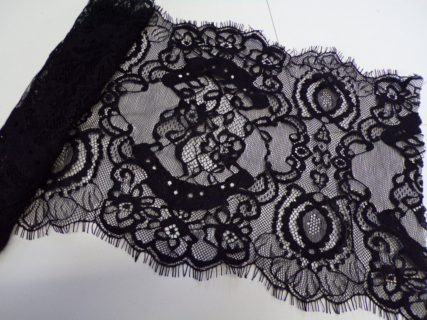 Fine and Delicate Lace, Black or White Eyelash Lace Trim, 20cm wide, eyelash lace