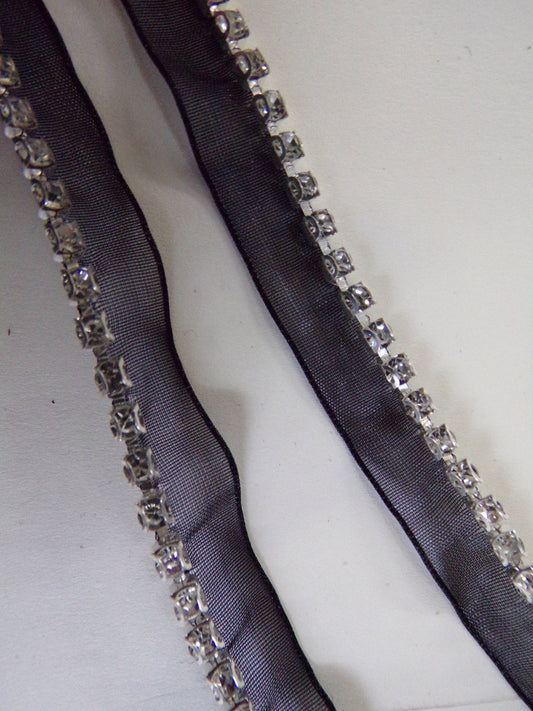 Diamante edging hem trim, Clothing Belt Hat Bag Craft, diamanté piping, organza diamanté, rhinestone trim, diamanté piping