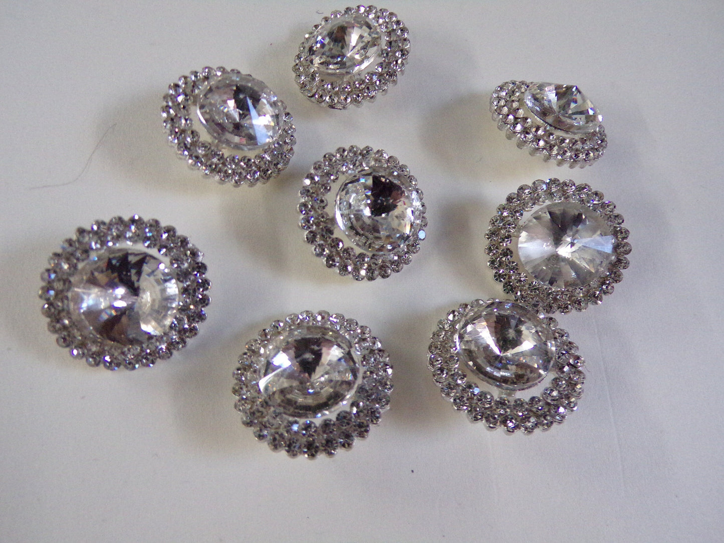 36L-23mm Diamante Metal Silver Buttons, Diamante Buttons, Perfect for Knitting Sewing, rhinestone buttons, crystal button