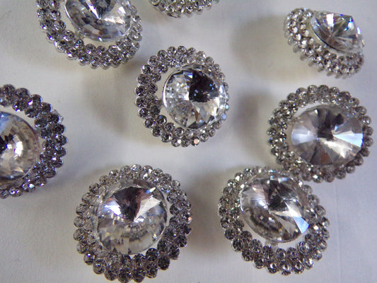 36L-23mm Diamante Metal Silver Buttons, Diamante Buttons, Perfect for Knitting Sewing, rhinestone buttons, crystal button