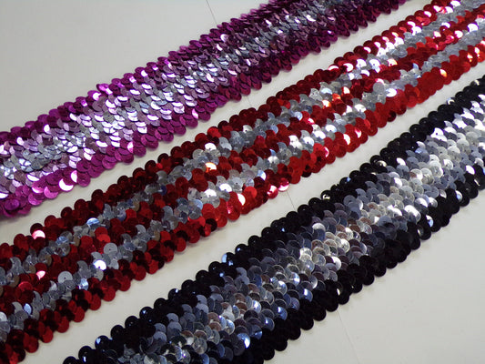 Stretch Sequin Trim, 4cm wide, for Dress Making, Embellishments, Sewing, sequin trim, sequin elastic, sequin trim, embellishments