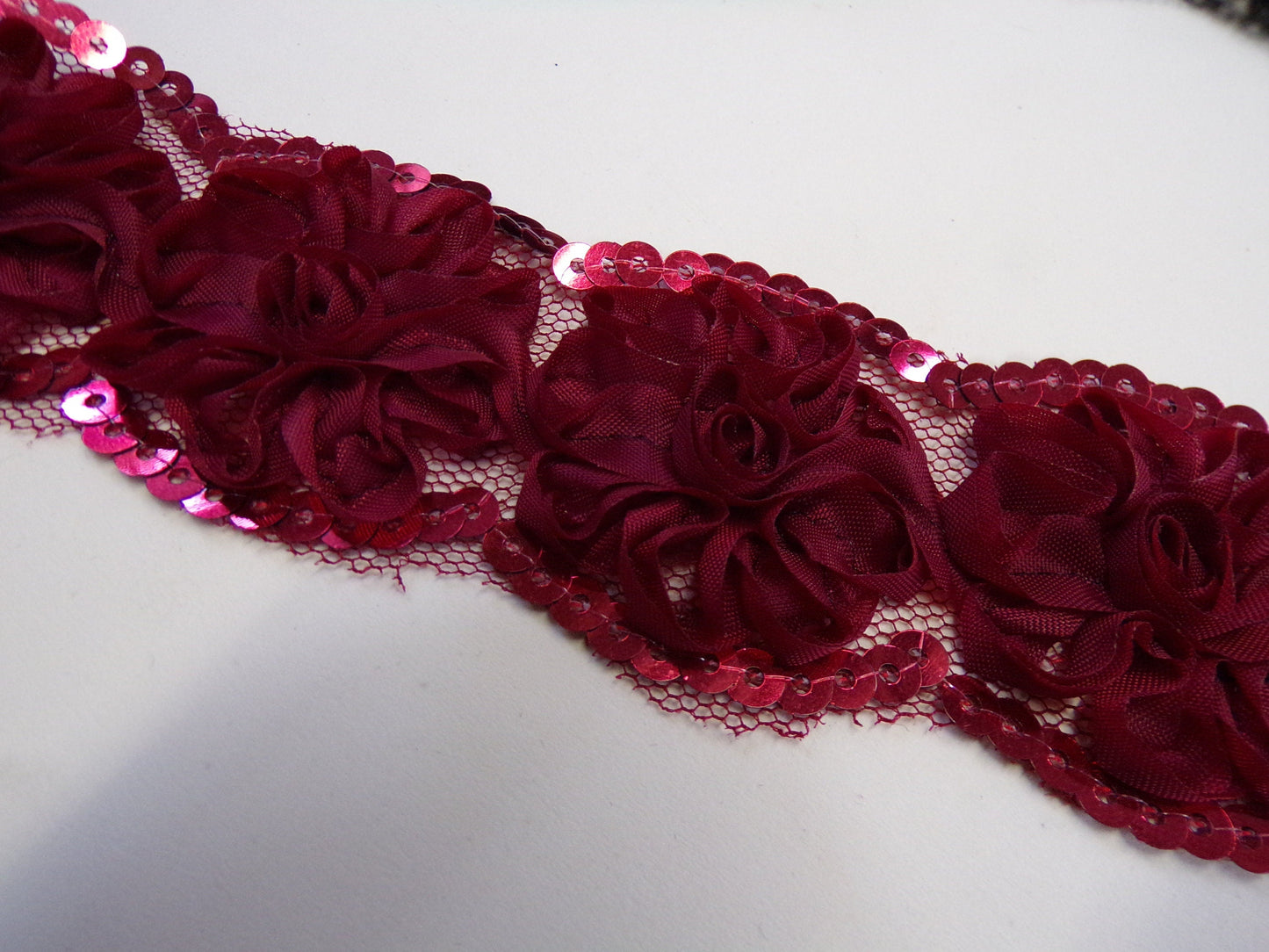 Organza Flowers Lace, Rose Tape with Sequins, 4.5cm wide, rose tape, sequins lace, floral lace