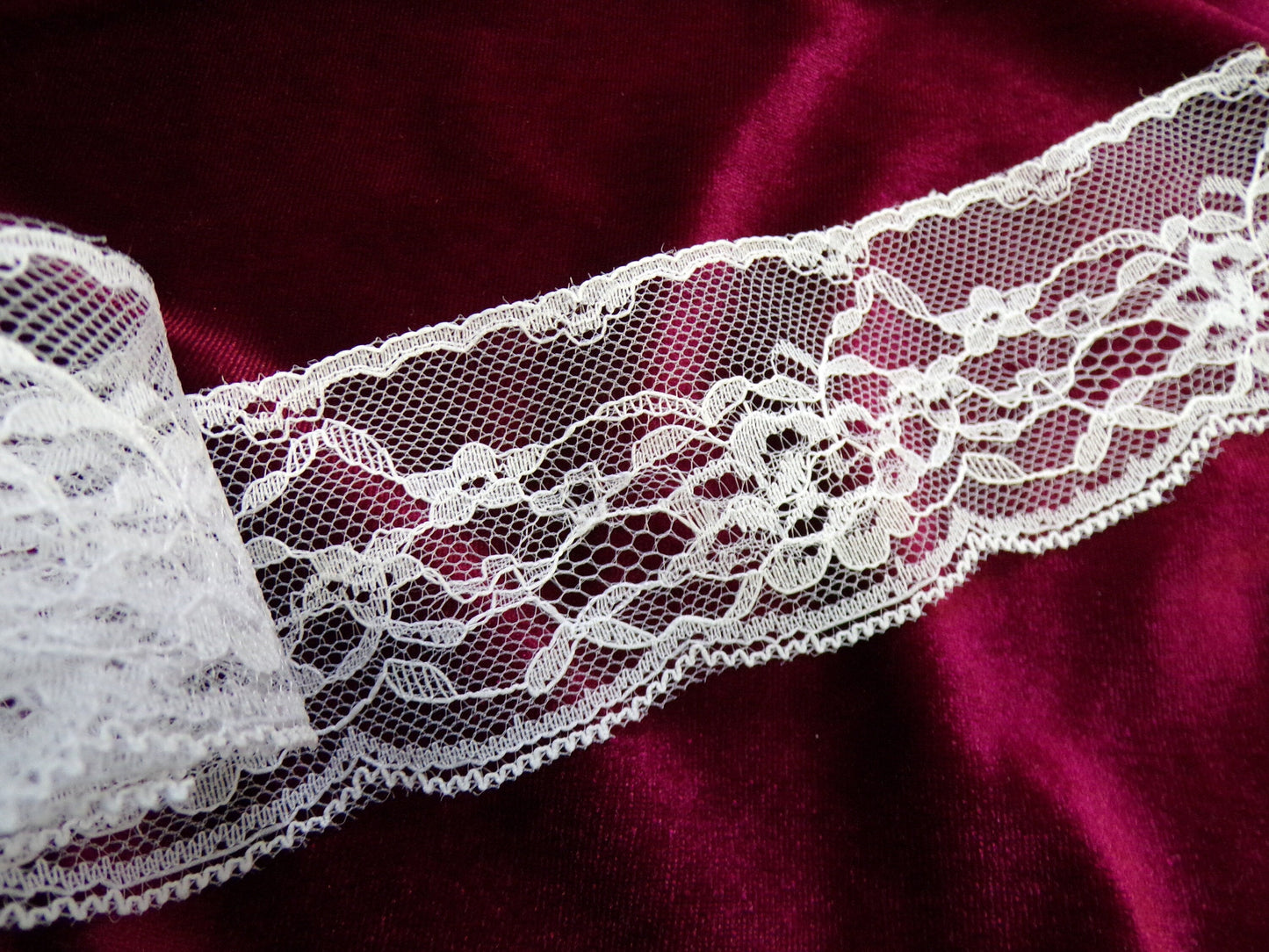 5.5cm wide Delicate White or Black Lace Trim , fine lace, rigid lace, lingerie lace