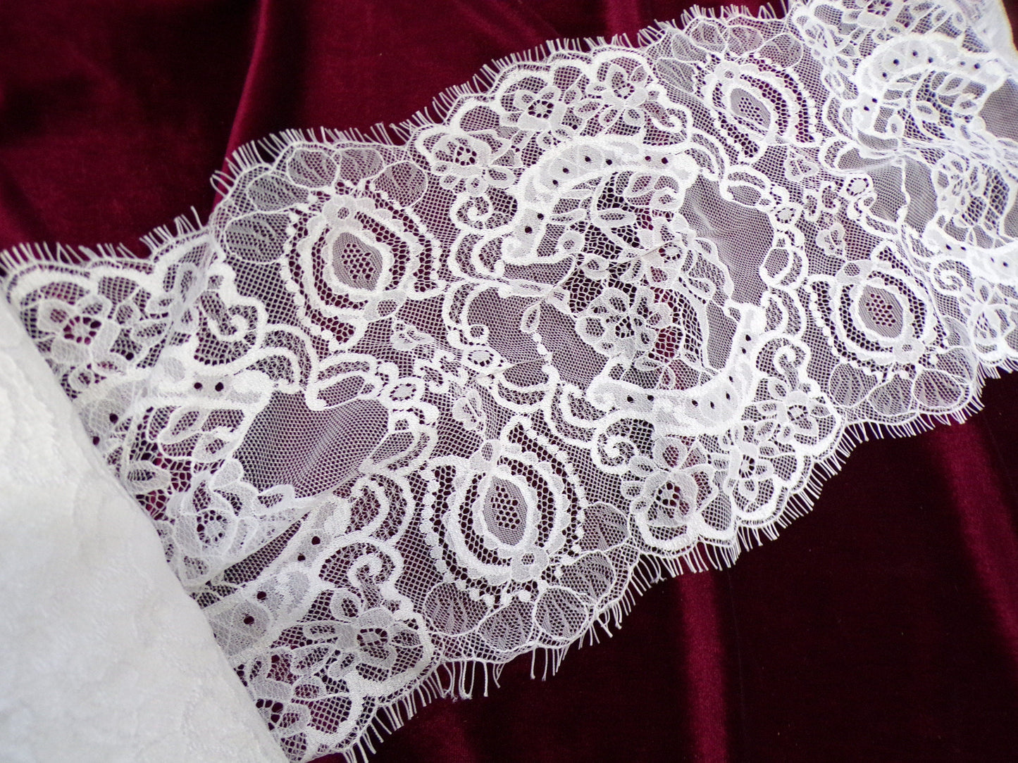 Fine and Delicate Lace, Black or White Eyelash Lace Trim, 20cm wide, eyelash lace