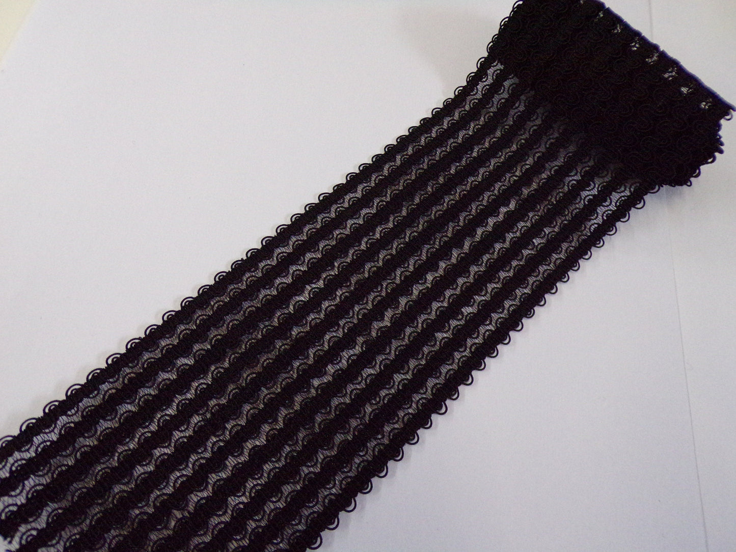 1 mtrs - 7cm Black Elastic, Lingerie Elastic, Swimwear, Dancewear, Sewing, Craft, fancy elastic, frill elastic. Wide elastic, elastic.