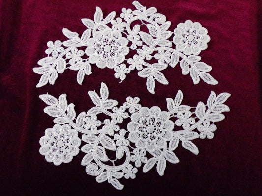 1 pair Guipure Lace Applique, Dress sewing, Crafts, sequin patch, Occasion Wear appliqué, fancy dress, Peter Pan collar