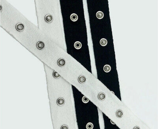 1 metre, Metal Cotton Snap Tape, metal popper tape, snap tape, bodysuit stud, popper tape, poppers