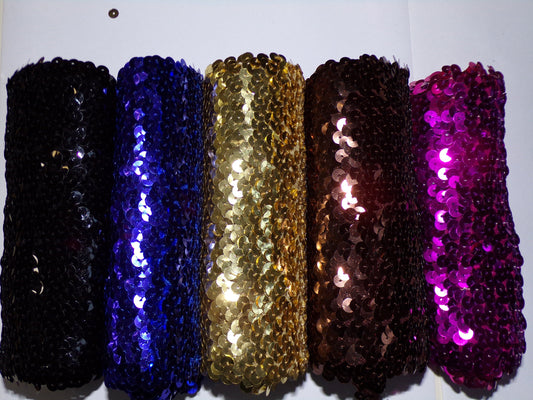 15cm wide, Sequin Elastic, Sequin Stretch Trim, Sewing, Craft sequin, sequin band, stretch sequin, 5 colours, stretch sequin band, sequins