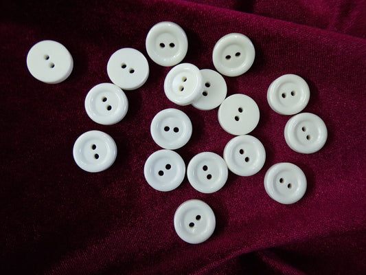 6 pcs White Buttons, 2-hole 16mm 26L Sewing, Knitting, Craft