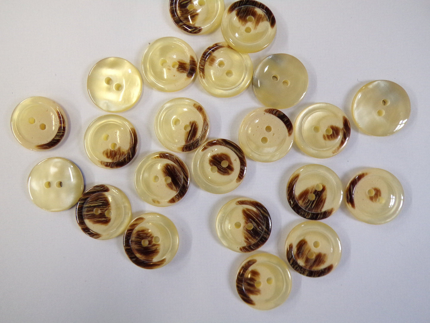 6pcs Beige Brown Pearl Buttons, 18mm 28L, Ivory Shimmer Buttons, Pearly Sheen Buttons, Glitter Buttons