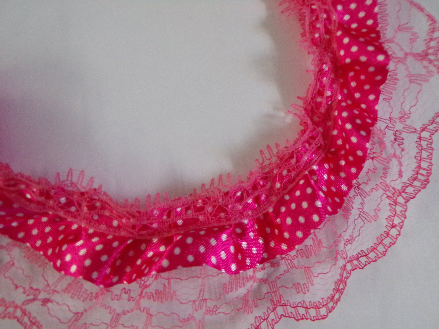 Frilled Lace Trim, Ruffled Gathered Lace Trimming, Perfect for Dress Making, Sewing, Crafts, polka dot