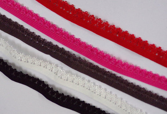 12mm, Lingerie Elastic, Decorative Edging Lingerie, Elasticated Lace Trim for Underwear, knicker elastic, ric Rac elastic, picot elastic