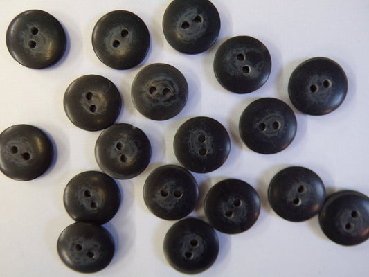 6 pcs, 2-hole 15mm 24L Dark Gey Buttons, Flat Buttons, Shirt Buttons, Sewing Knitting