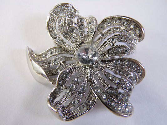 Diamante Flower Brooch, Rhinestone Jewel, 5cm Brooch, Multi Purposes brooch, Sparkling Brooch, Pin-on Brooch, brooch, Silver or Gold