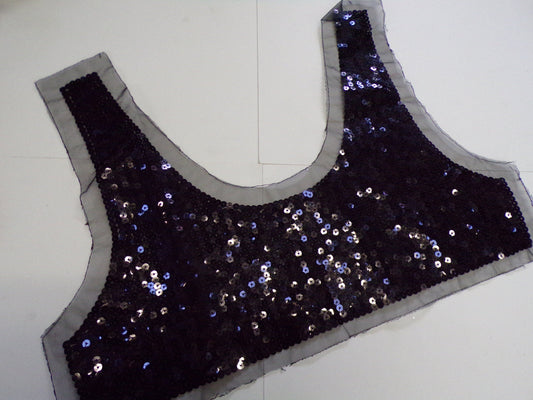 Beautiful Sequin Applique, Black Sequin Patch, necktrim