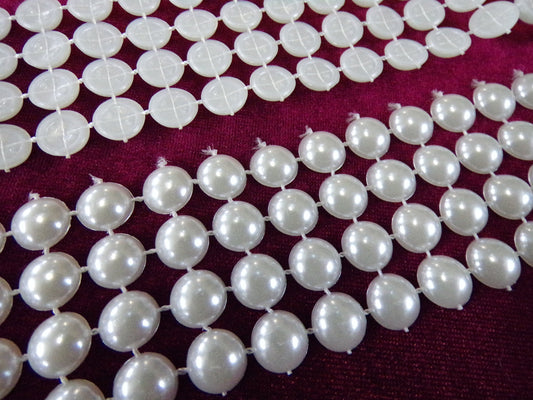 1mtr Plastic Ivory Pearl Trim, Sew on Trim, Decorative Tape, Pearl  tape on Mesh. 38mm, pearls