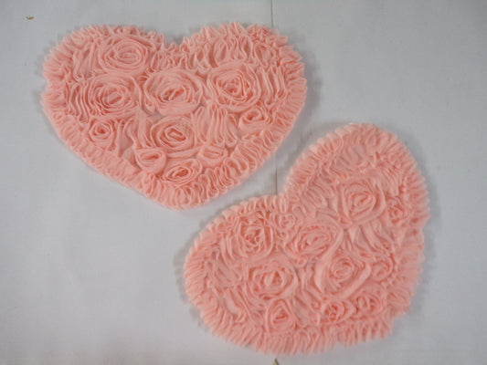 Heart Applique, Flower Applique, Iron on patch, Lace flowers, Decor, Sewing, Craft, heart, ruffle trim