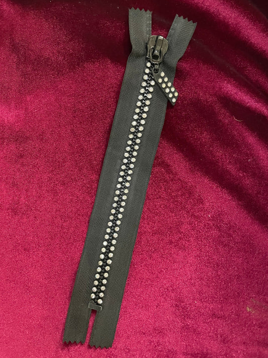 Diamanté Zips. Rhinestone zips, Shiny zips, 20cm, embellishment, zips