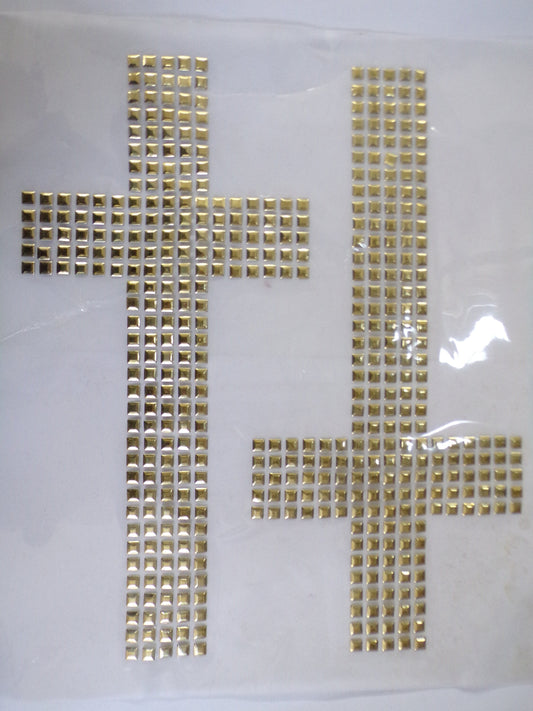 Gold Metallic Cross Applique, Iron on Patch, Cross decor, Clothing, Sewing, Craft, hot fix, cross, Christ