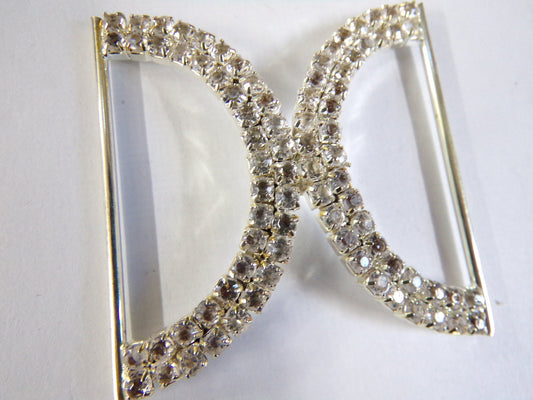 Diamante Crystal Buckle, Silver Rhinestones Buckle for Wedding Decoration, Belts, Bags, Lingerie, Swimwear, double d buckle