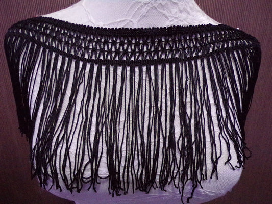 18cm Soft Fringe Trim, Black Fringe, Sewing, Craft, Dancewear fringe, Party Costume, Home fringe, knotted fringe