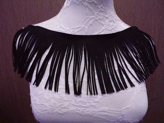 11cm Faux Suede Black Fringe Trim, fashion Decor, Sewing, Craft, fringe, suede fringe, couture fringe, faux suede, suede fringe