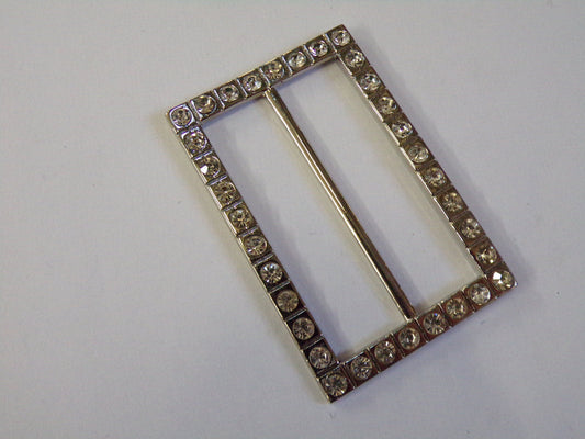 2” Diamante buckle, Slider Rectangle Buckle, Rhinestone Crystal Metal, Belt buckle, Wedding, Embellishments, 5 cm bar
