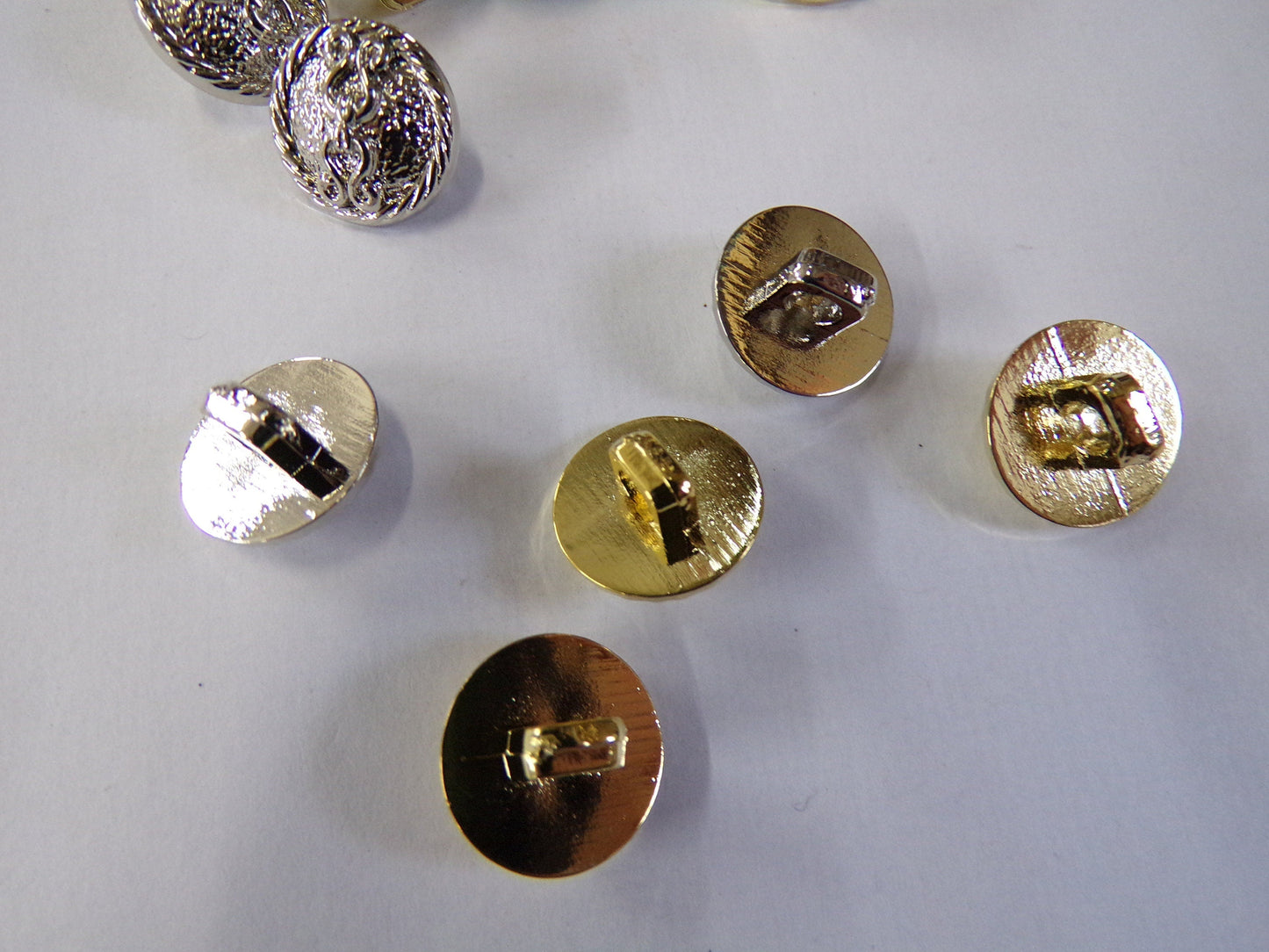 12.5mm Small Gold and Silver Shank Buttons, Round Metallic Effect buttons, Shirt Buttons, Clothing Buttons,