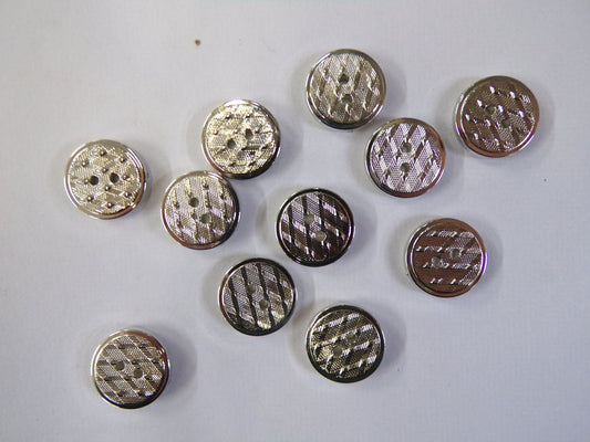 6pcs, Small 15mm Round Silver Metallic Effect Textured Buttons, Buttons for Knitting Sewing Crafts, silver buttons, pattern buttons
