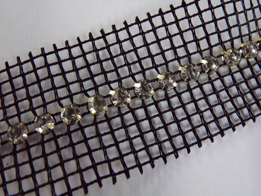Diamante Mesh Tape, Rhinestones on Mesh, Sew on Rhinestones, Crystals in a mesh, Jewel Trim, Diamanté Tape