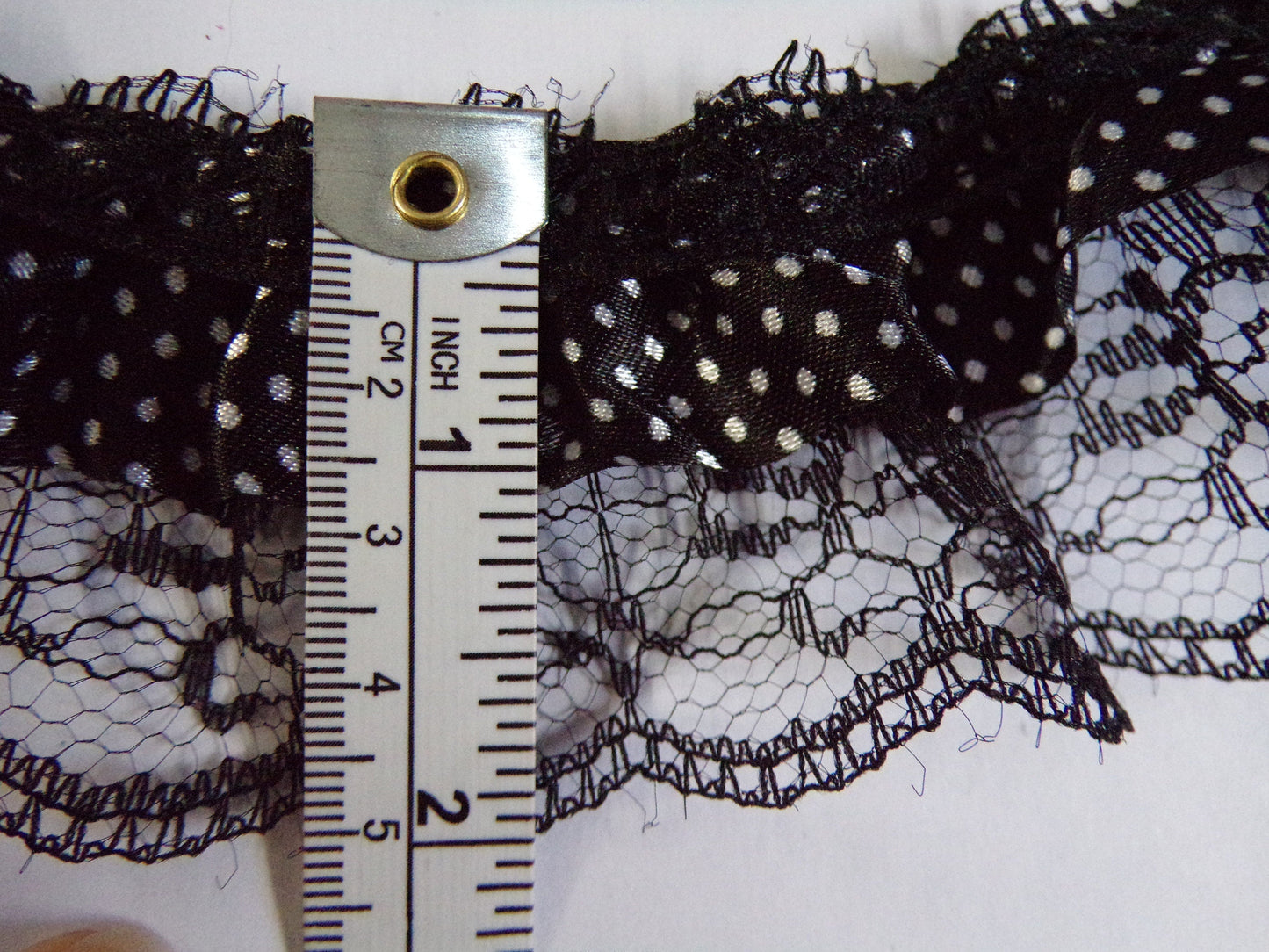 Frilled Lace Trim, Ruffled Gathered Lace Trimming, Perfect for Dress Making, Sewing, Crafts, polka dot