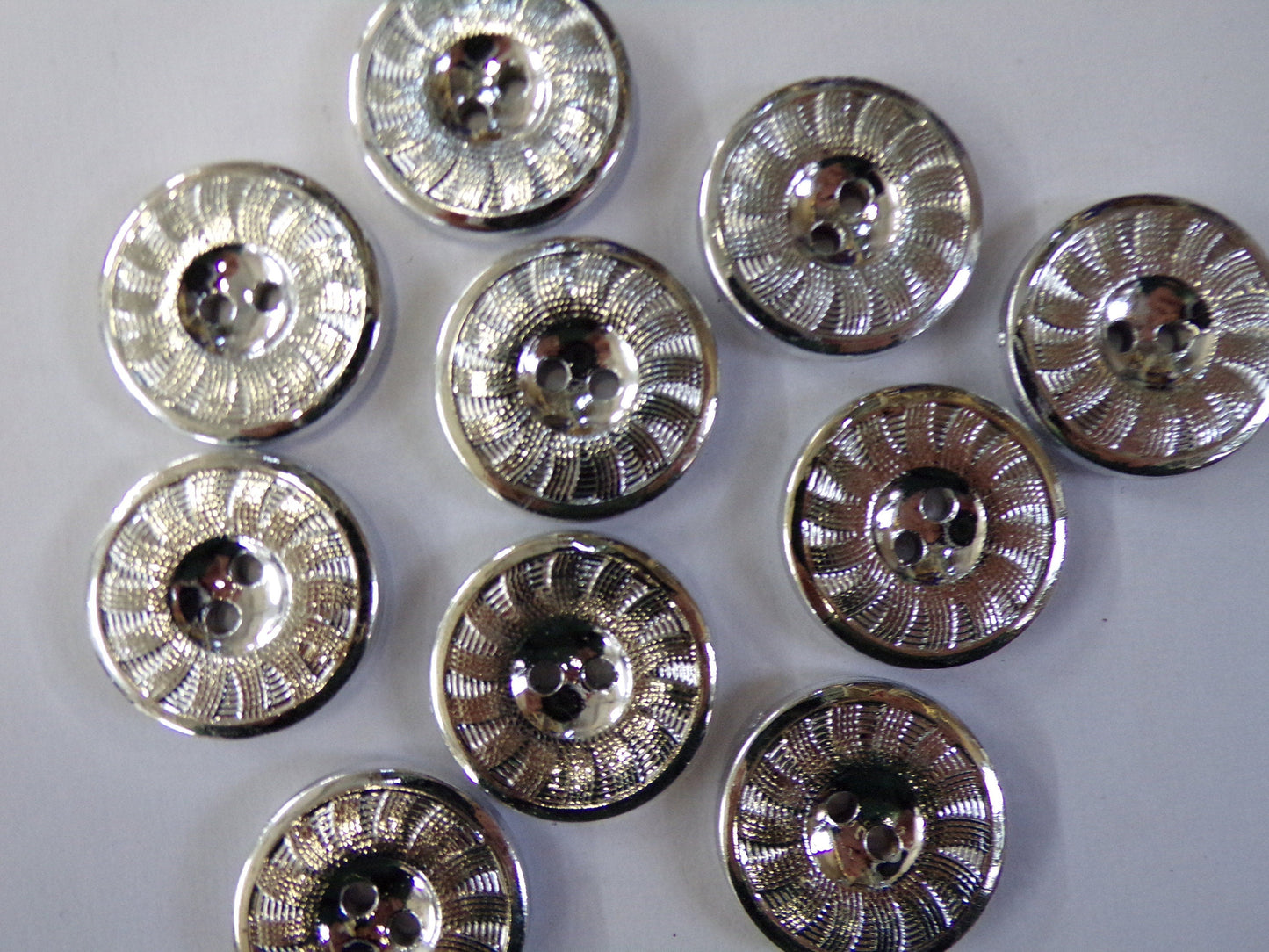 25mm, Silver Metal Style Buttons, 2-hole Silver Buttons, Metallic Effect Textured Buttons, Buttons for Knitting Sewing Crafts, silver button