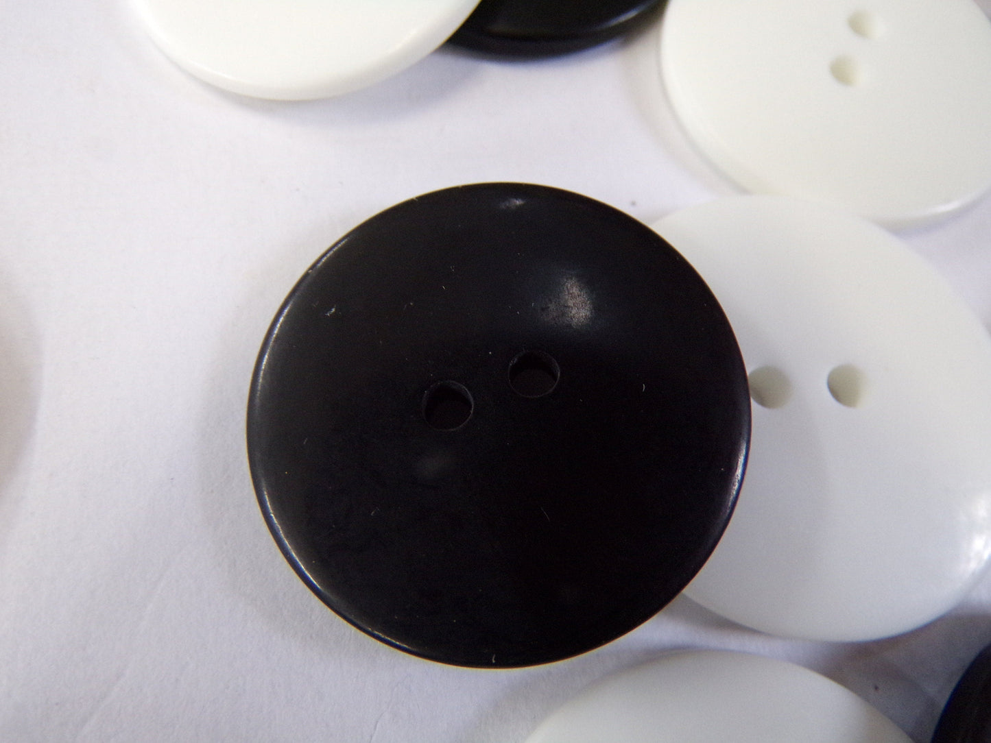 34mm Matt Plastic Buttons, Black White Large Buttons, Coat Buttons, Flat Buttons, Sewing, Craft